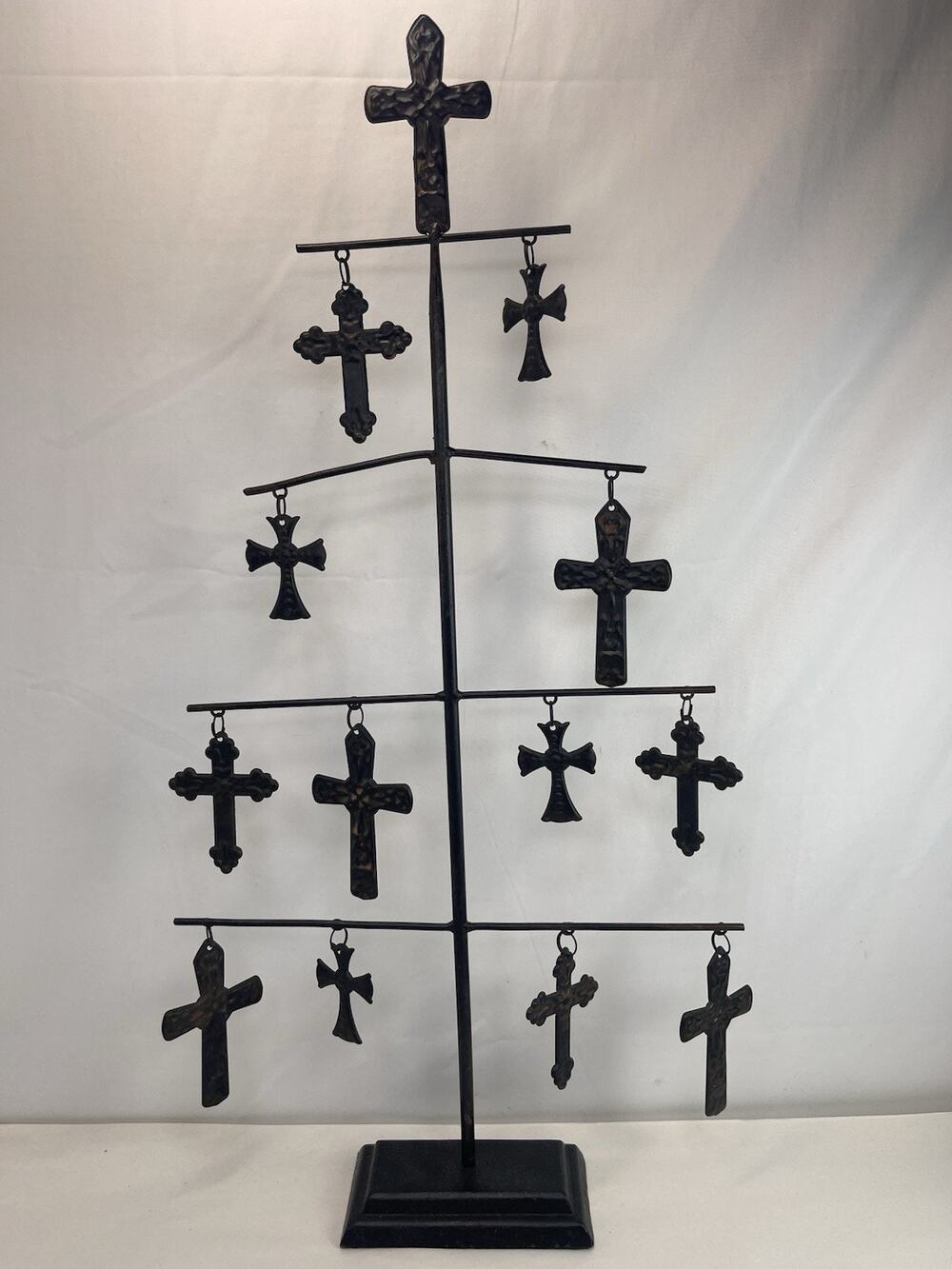 Gothic Rustic Metal Standing Cross Tree Tabletop Decor Hanging Cross Ornaments